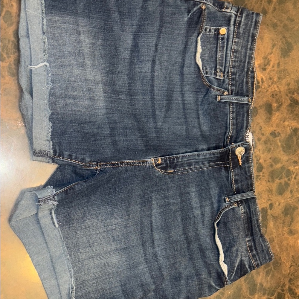 Denizen from Levi's Blue Jean Shorts with Frayed Hem